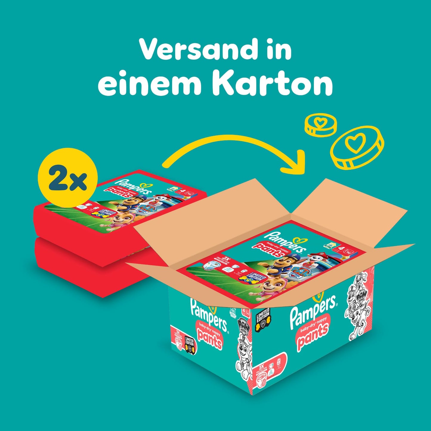 Pampers Baby-Dry Pants Paw Patrol Edition Größe 5, 160 Windeln, 11kg-17kg, 360° Passform hilft, Auslaufen zu verhindern