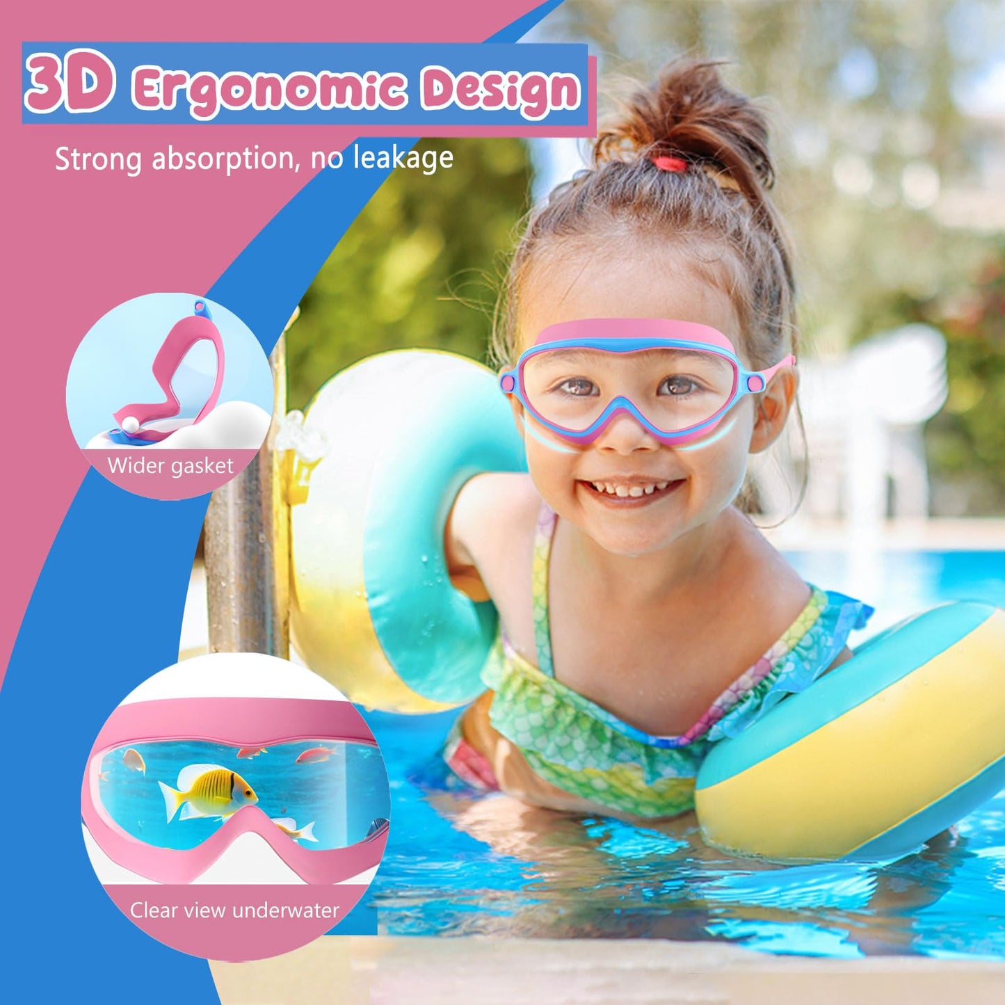COOLOO Schwimmbrille Kinder, 2 Stück Taucherbrille Kinder 4-14 Jahre Anti-Beschlag, UV-Schutz, KEIN Auslaufen verstellbare Silikon-Schwimmbrille für Kinder, Mädchen, Jungen