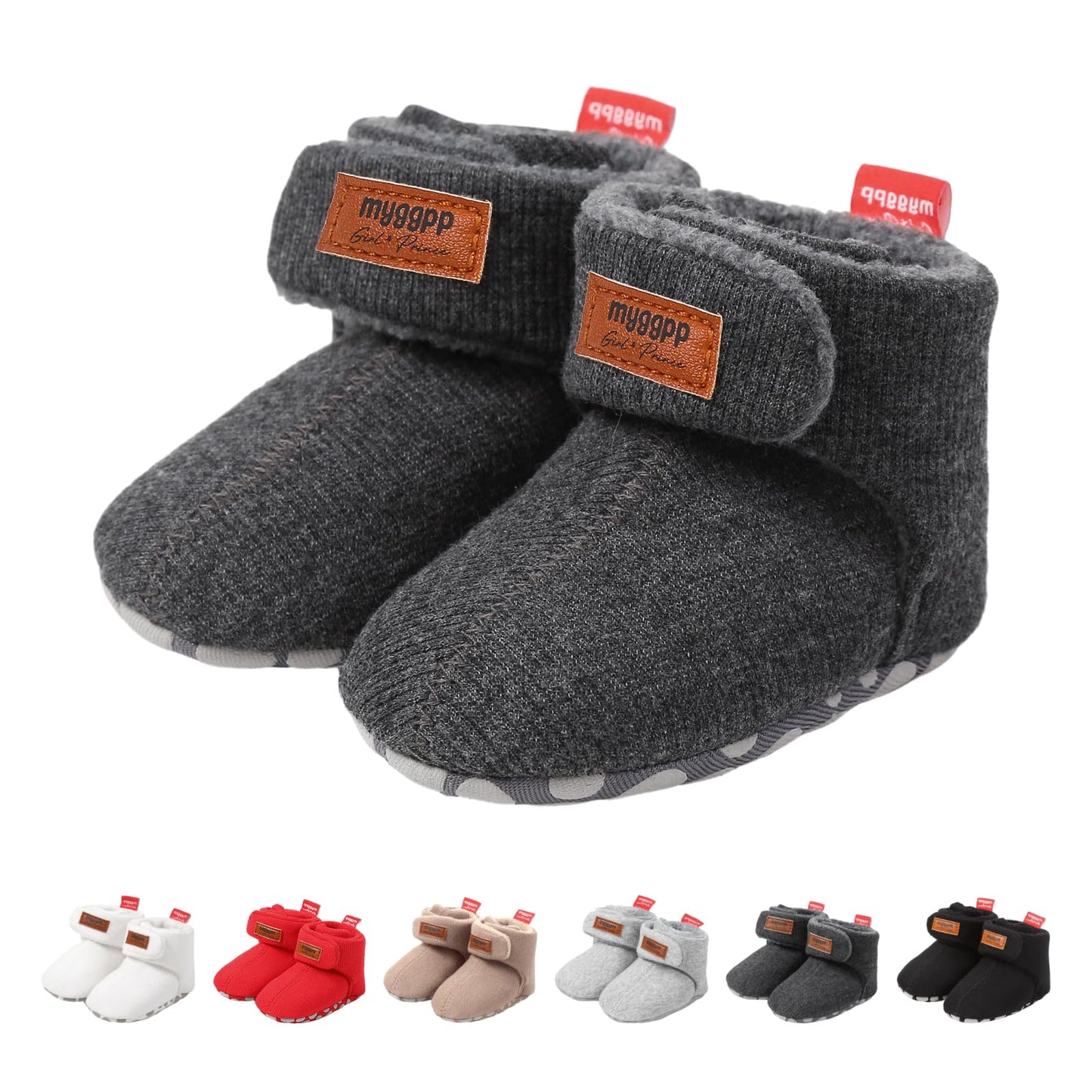 Tolaler Baby Newborn Fleece Booties Unisex, Thickened Lining, Warm Baby Winter Shoes, Adjustable Non-Slip with Soft Sole, Baby Booties/Everyday Wear (0–18 Months)
