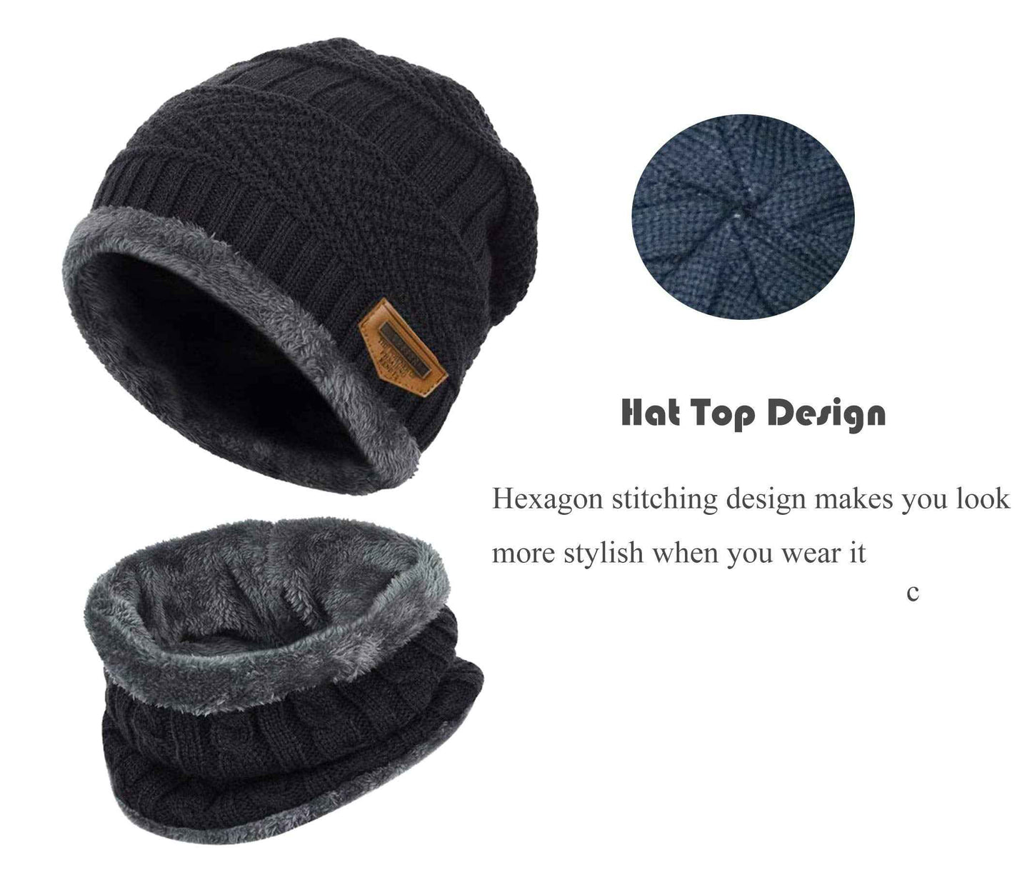 K.tchard Children’s Winter Hat, Beanie Hat with Scarf Set, Slouchy Knitted Hat, Warm Knitted, Skull Cap, Fleece Lining Hat 2–8 Years