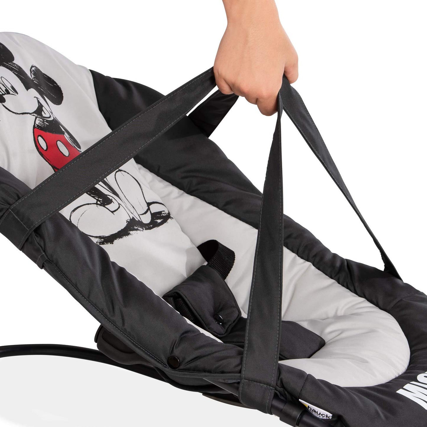 hauck Babywippe Rocky für Babys ab Geburt bis 9 kg, Einhändig Verstellbare Rückenlehne, Schaukelfunktion und Wippfunktion, Leicht Tragbar mit Tragegriff, 3-Punkt-Gurt (Disney Mickey Stars)