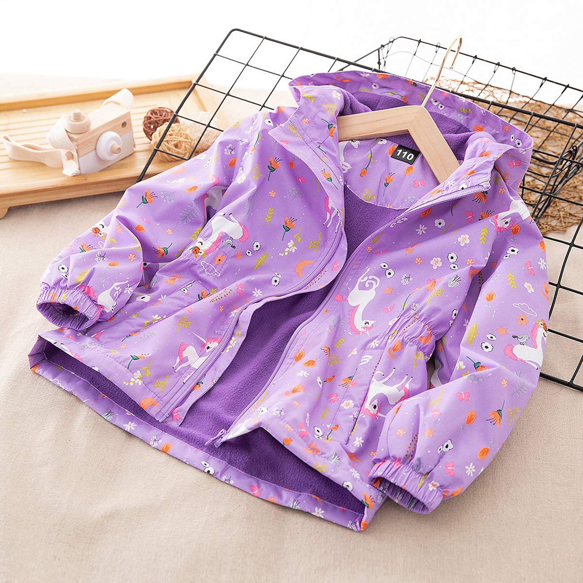 SXSHUN Children's Girls' Softshell Jacket with Fleece Lining Transition Jacket Print Hiking Jacket Outdoor Jacket Warm Windproof Breathable Spring Autumn