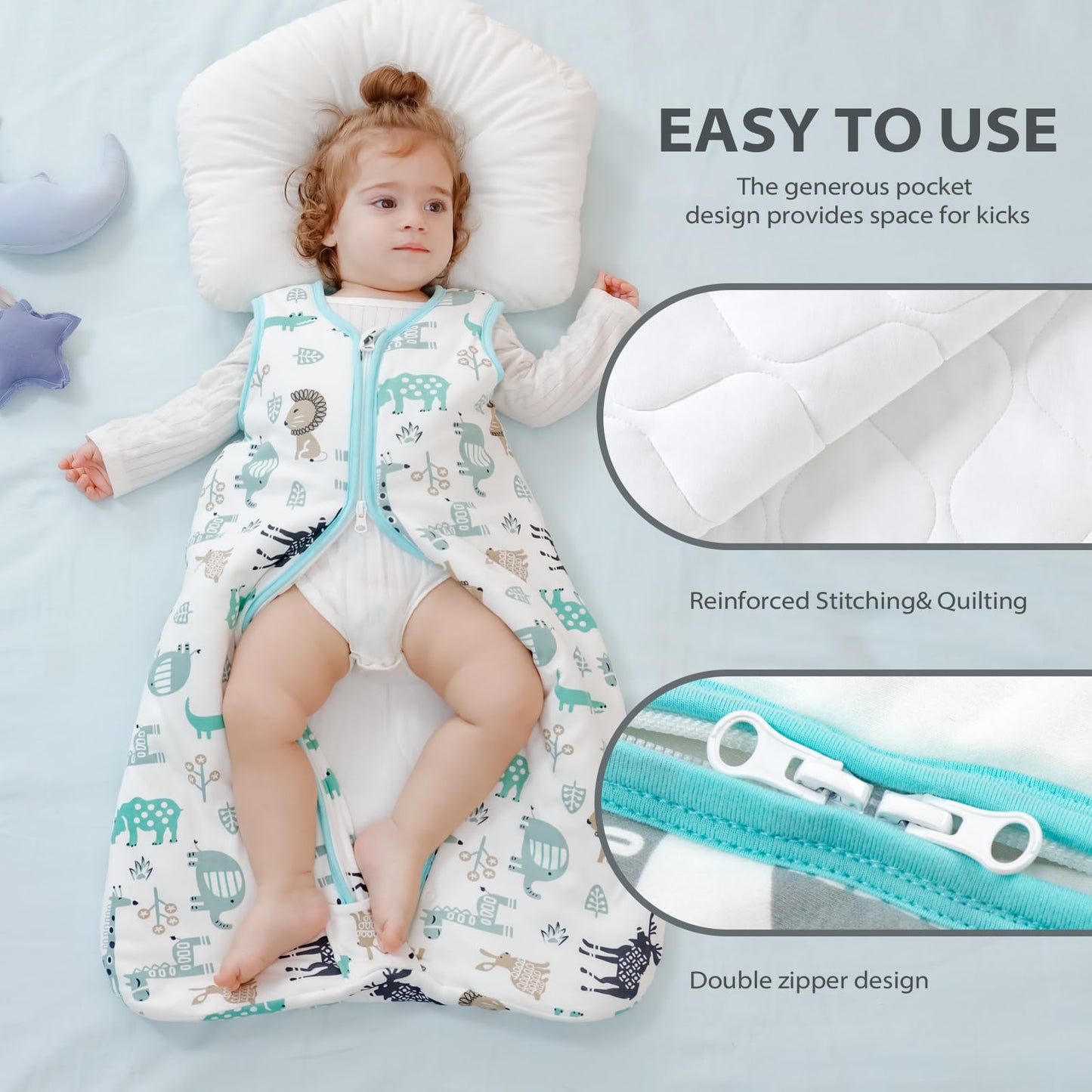 Mosebears Baby Sleeping Bag Winter 2.5 Tog, 100% Cotton Baby Winter Sleeping Bag for Babies 0-24 Months, M (6-12 Months)