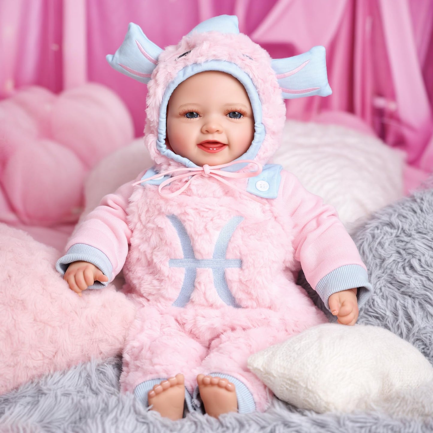 BABESIDE Baby Puppe - 43 cm / 17 Zoll Mädchen Babypuppen mit Stoffkörper - Babypuppe Mit Bezauberndem Outfit, Schnuller Und Babyflasche Als Geschenk FüR Kinder Ab 2 Jahren