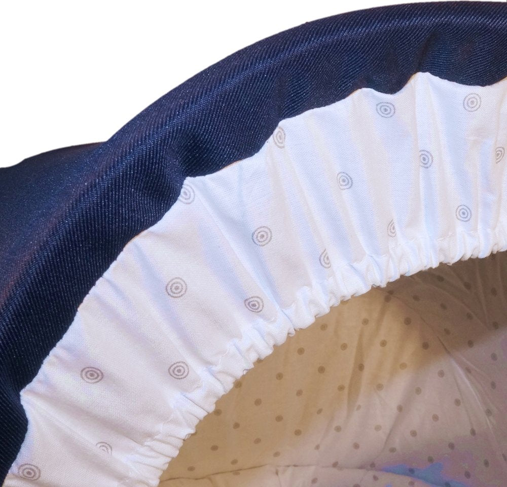EICHHORN Kinderwagen Weidenkorb - Kinderwagen aus echter Weide, handgewebter Korb, Weiß, Stoff Marineblau