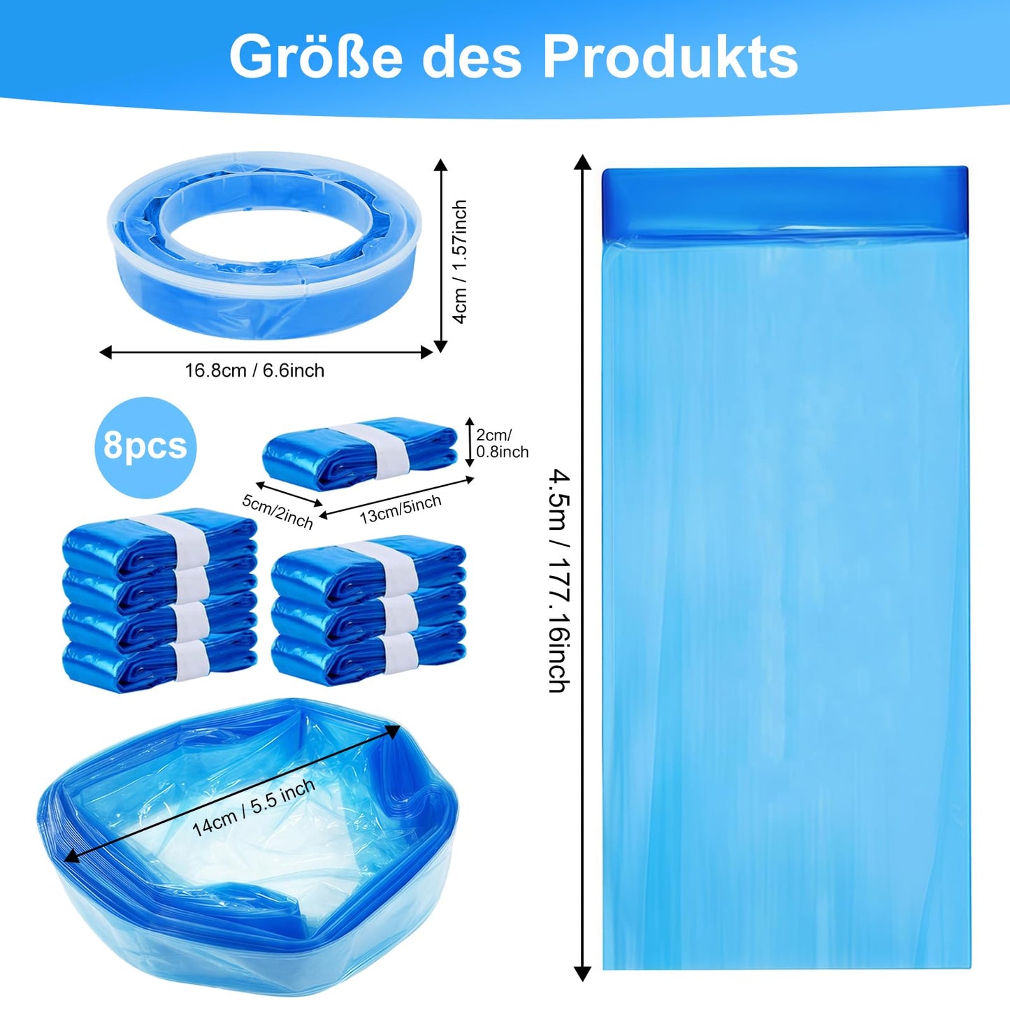 Pack of 9 Nappy Bin Refill Cassettes, NATNAV 4.5 m Refill Film, Nappy Bin Compatible with Litter Locker, Angelcare, Sprout (8 Bags & 1 Refill Cassette)