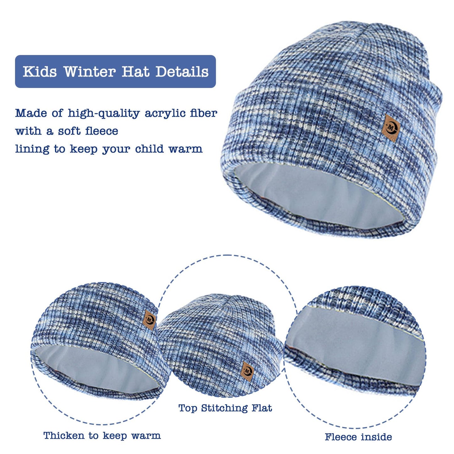 MARUKO Children's Winter Hat Scarf Gloves Set 3 in 1, Toddler Knitted Beanie Neck Warmer, Thick Fleece Thermal Knit Hat Scarf Gloves Set for Children Aged 2-8