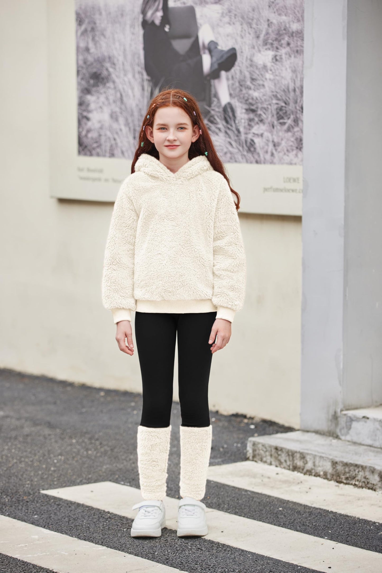 Arshiner Girls' Clothing Sets Winter Children's Hoodie with Leggings Set Warm Cuddly Padded Clothing Two Piece Outfits for Girls 5-14 Years