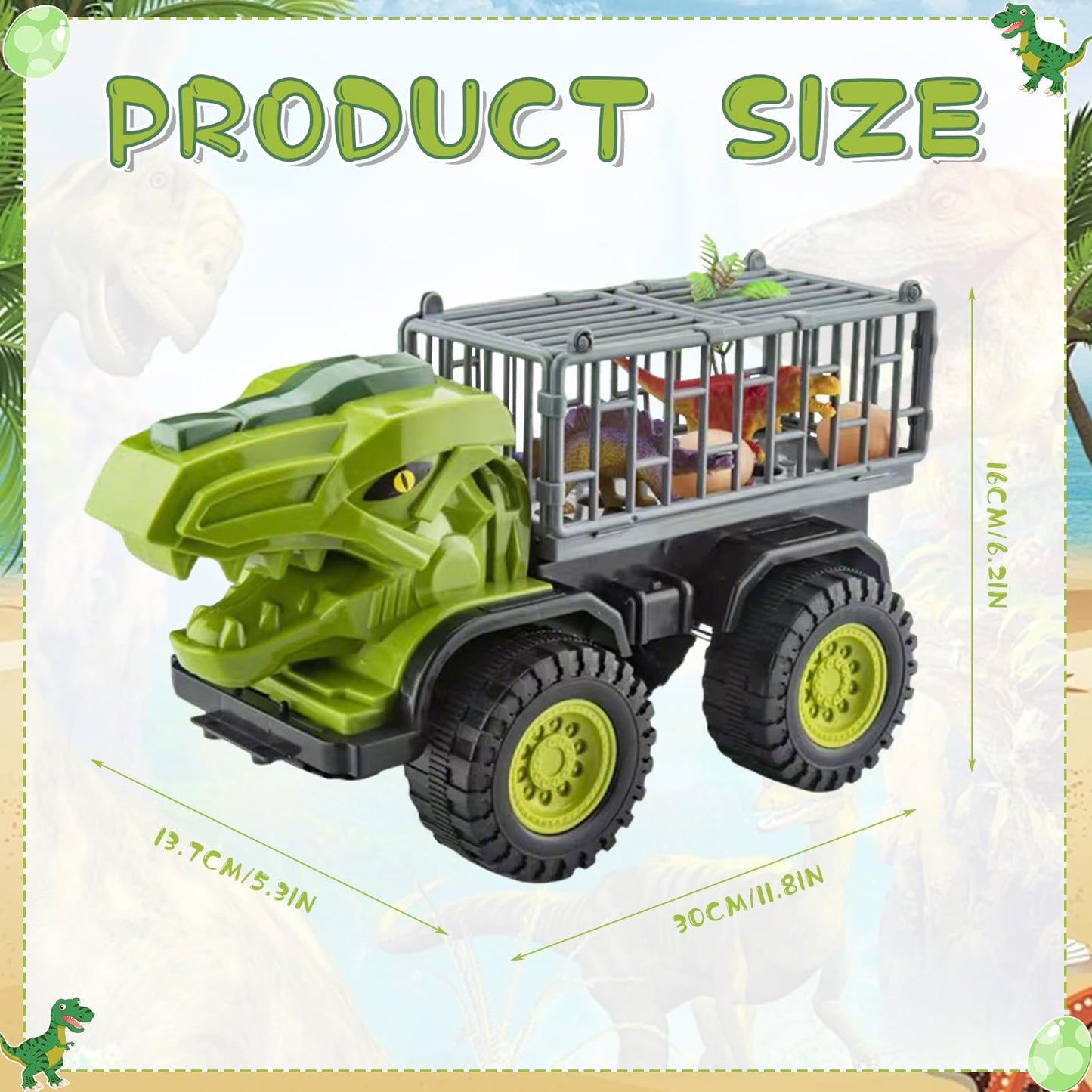 Baustellenfahrzeuge ab 3 Jahren, Set mit 3 Dinosaurier-Sandgruben-Spielzeugset mit Bagger, Transporter, Muldenkipper, robustem Sandspielzeugfahrzeugen Auto, geeignet als Sandspielzeug für Kinder ab 2+ (01)