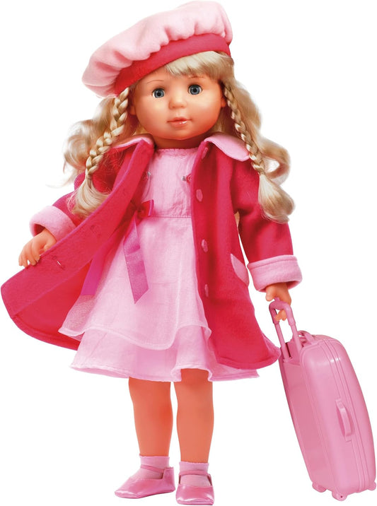 Bayer Design 94635AA Funktionspuppe Charlene Interactive mit Haaren und Schlafaugen, spricht und singt 90 Sätze, 2 Gedichte und 8 Lieder, 46cm, Pink