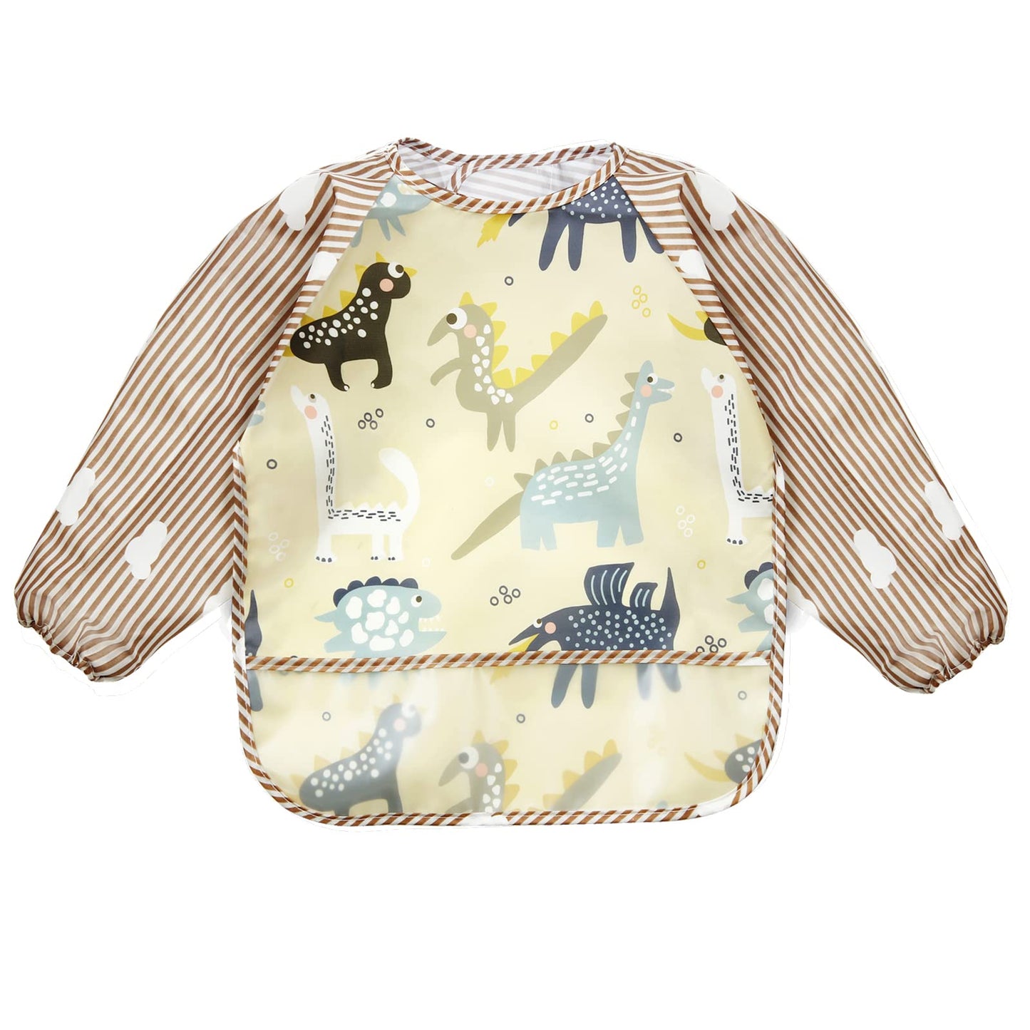 PandaEar Waterproof Baby Bibs with Long Sleeves, 3 Pack Washable Baby Bibs Feeding Bibs with Sleeves for 12-48 Months Children Eating Crafting Painting Art Craft Painting