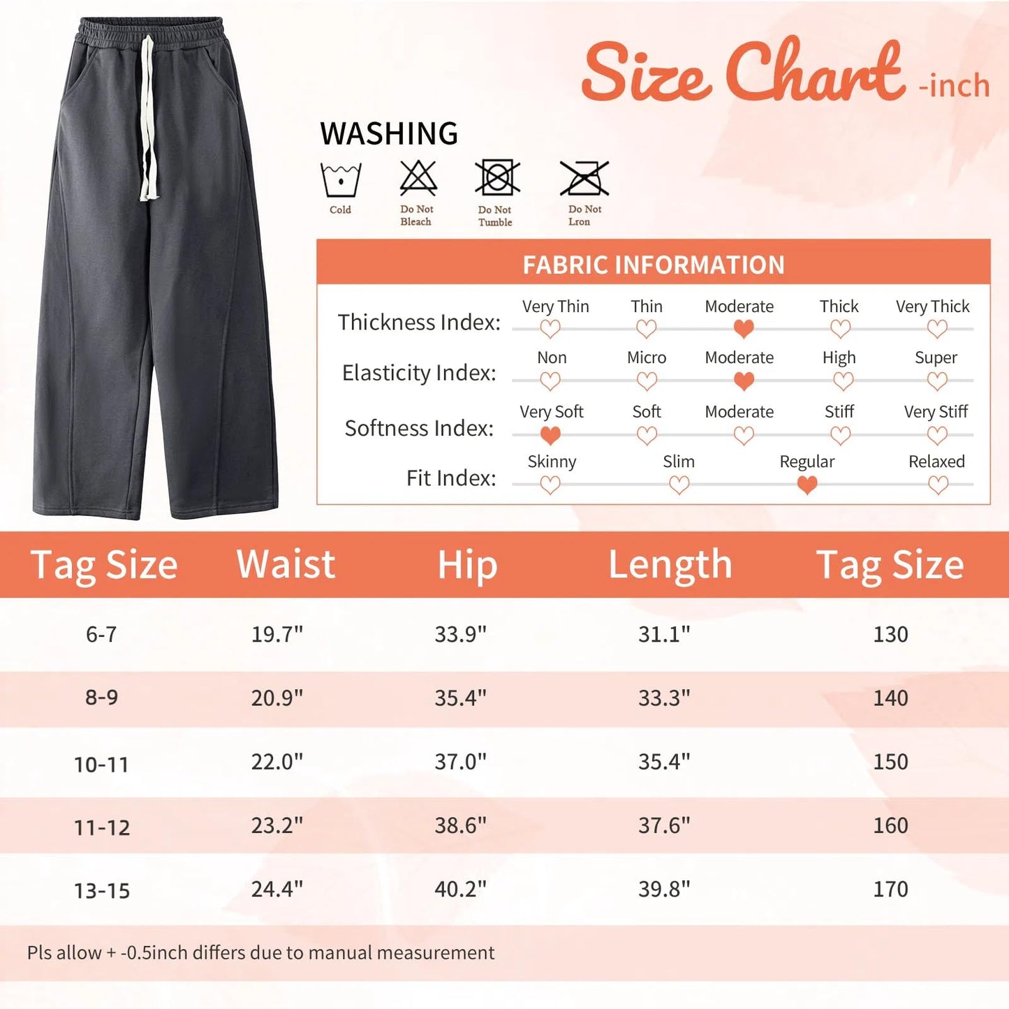 Rolanko Girls' Elastic Waistband Joggers, Loose Fit, Kids' Sports Sweatpants, Casual Comfort