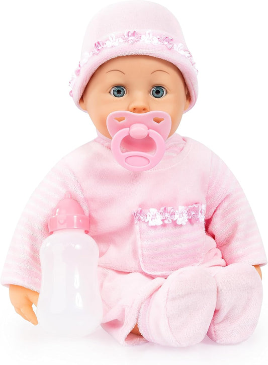 Bayer Design 93824CK Interactive Talking Sleeping Eyes Soft Body 24 Baby Dolls 38 cm Pink