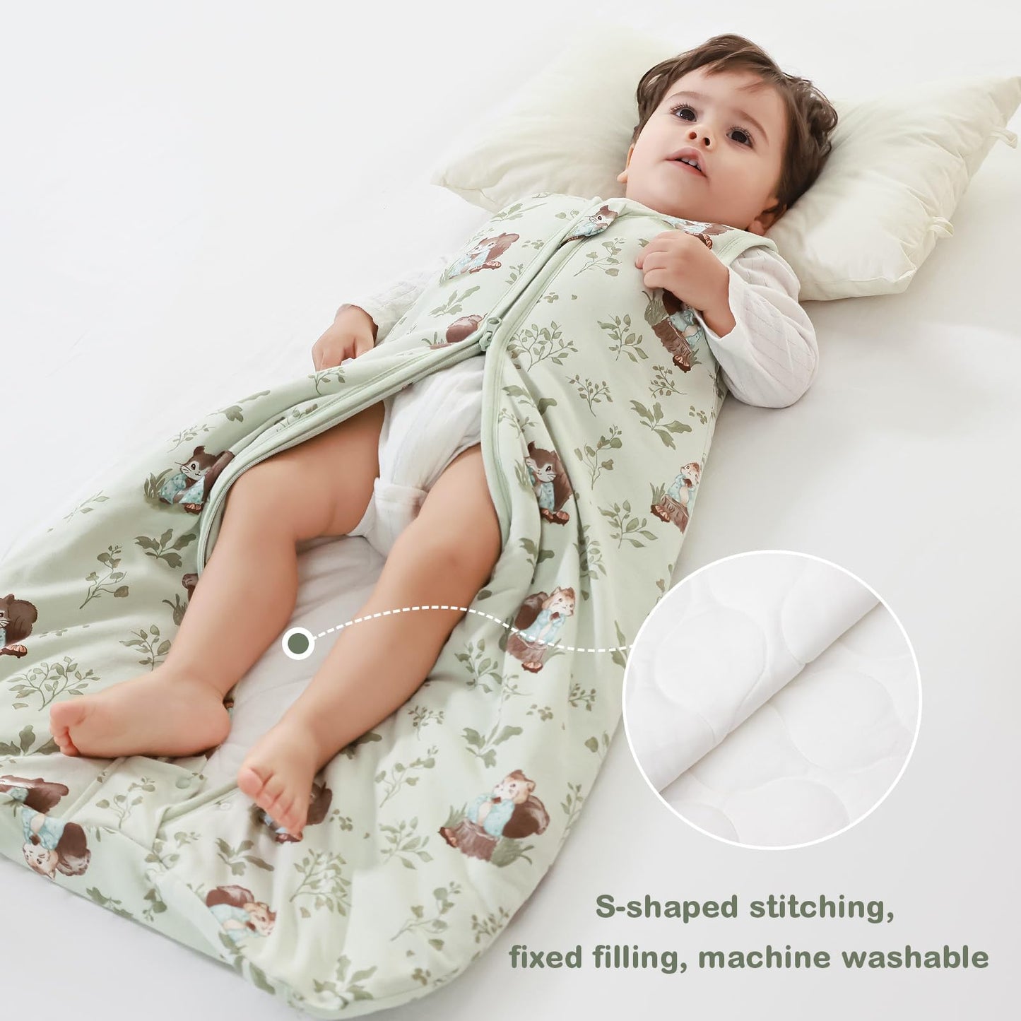 Mosebears Baby Sleeping Bag Winter 2.5 Tog, 100% Cotton Baby Winter Sleeping Bag for Babies 0-24 Months, M (6-12 Months)