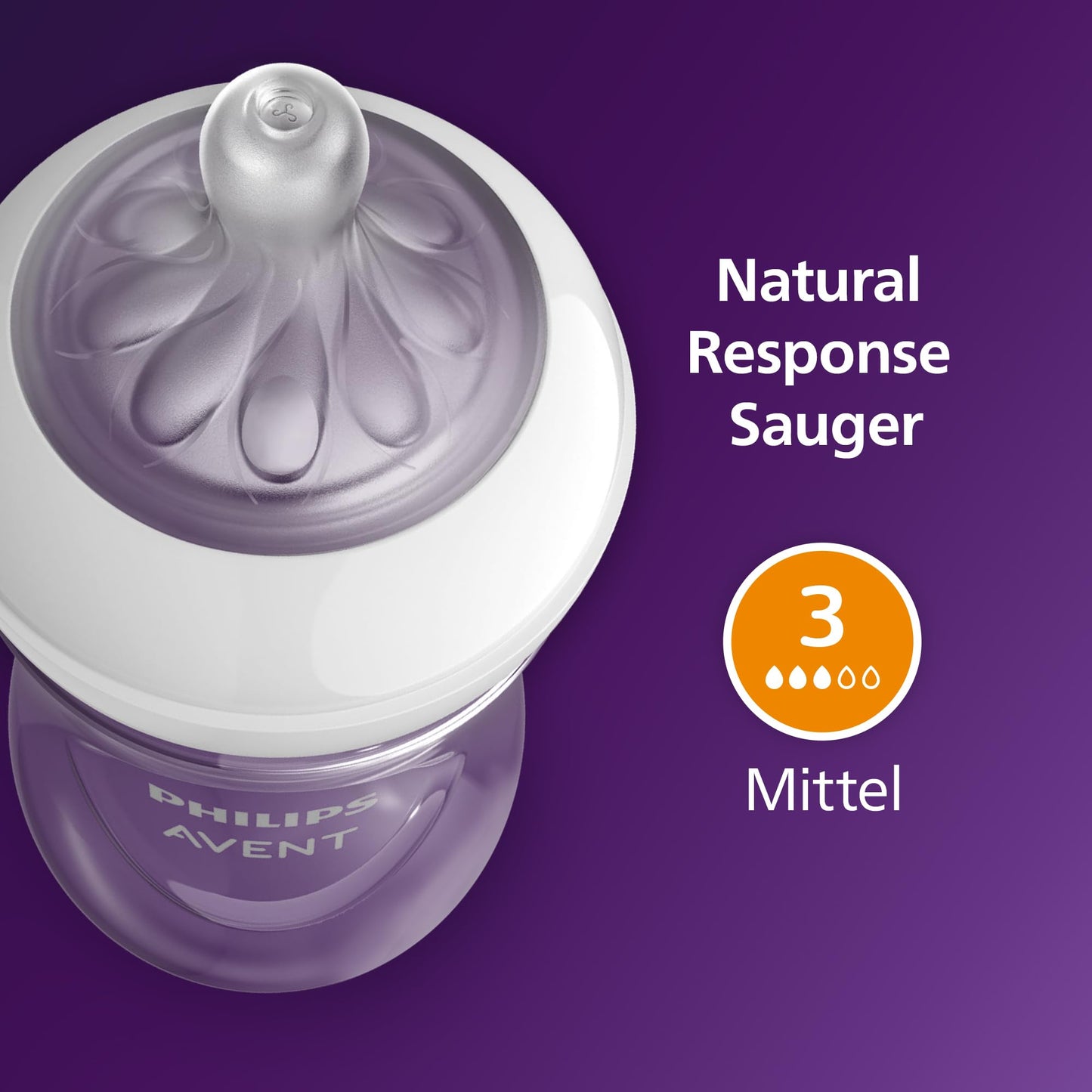 Philips Avent Babyflaschen Natural Response – 3x Babyflaschen, 260 ml, für Neugeborene ab 1 Monat, BPA-frei (Modell SCY903/03) - Meloni2