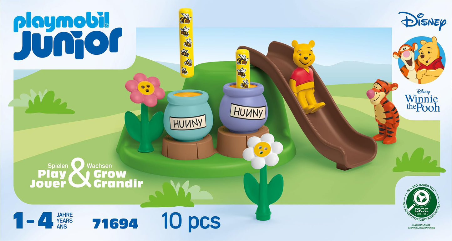 PLAYMOBIL Junior Disney Winnie the Pooh & Tiggers Bee Garden Sustainable Toy Made of Bio-Based Plastics for Children from 1 Year 71694