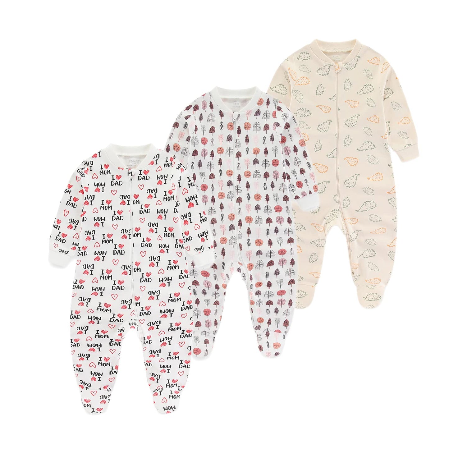 Chamie Baby Rompers Long Sleeve Cotton Rompers 0-3m/3-6m/6-9m/9-12m