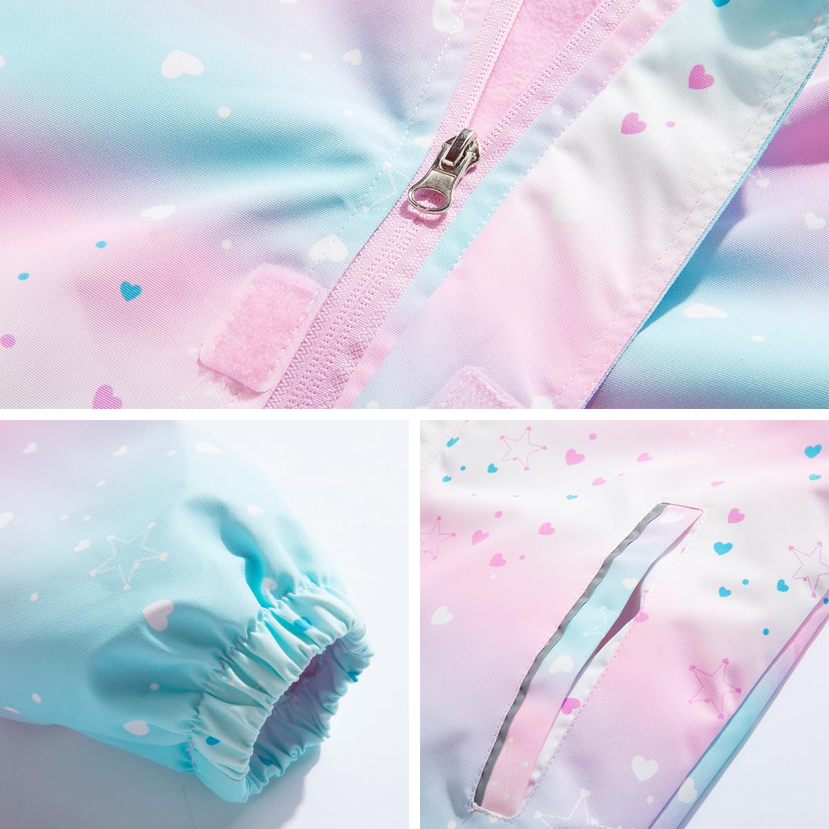 linboo softshell jacket girls' transitional jacket with hood, fleece-lined windbreaker, breathable rain jacket, waterproof outdoor jacket for children