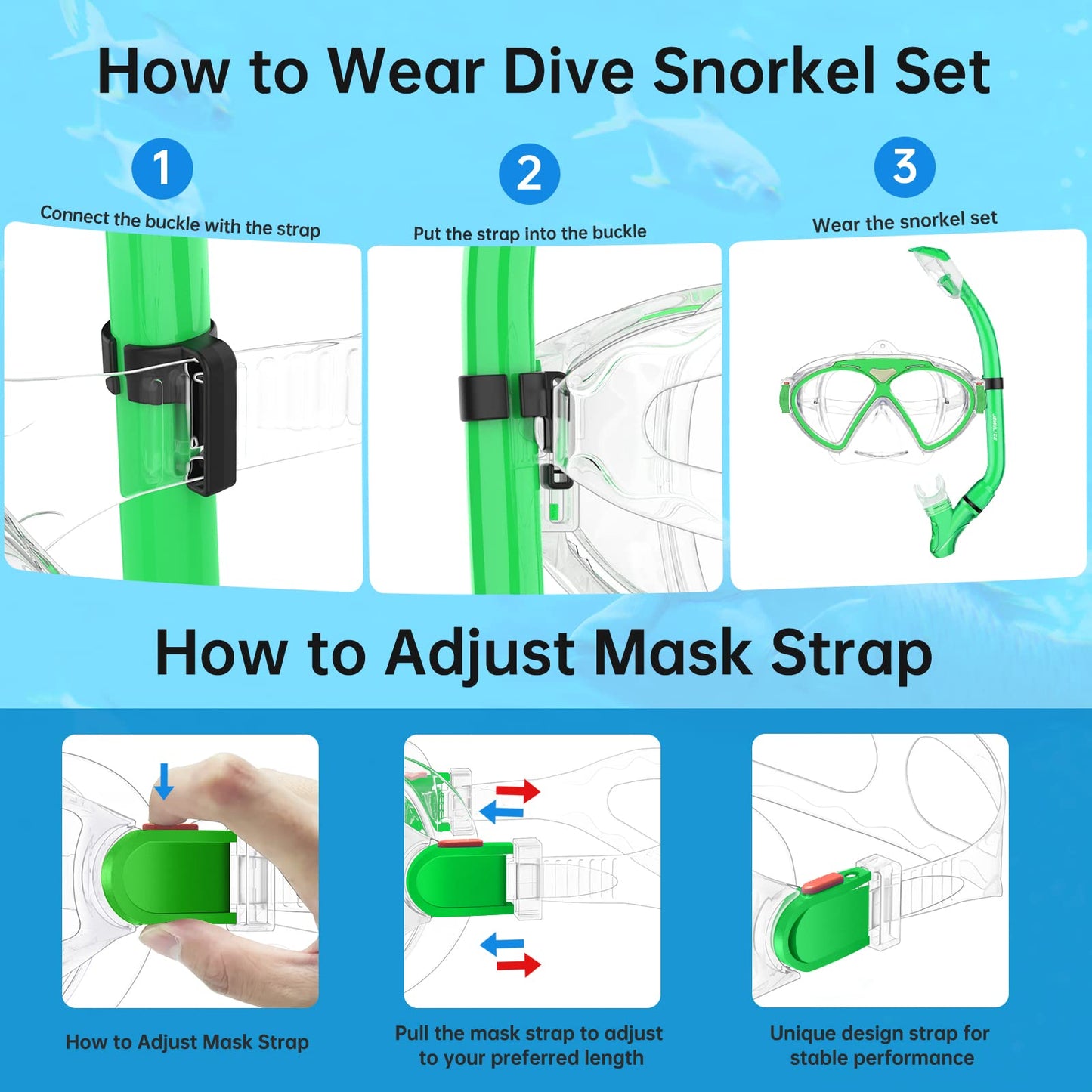 JEMULICE Taucherbrille Kinder, Schwimmbrille Kinder Schnorchelmaske für Jungen Mädchen, Tauchmaske mit Nasenabdeckung 180°Panorama HD Anti Nebel Anti-Leck Schwimmmaske für Kinder 4-16 Jahre
