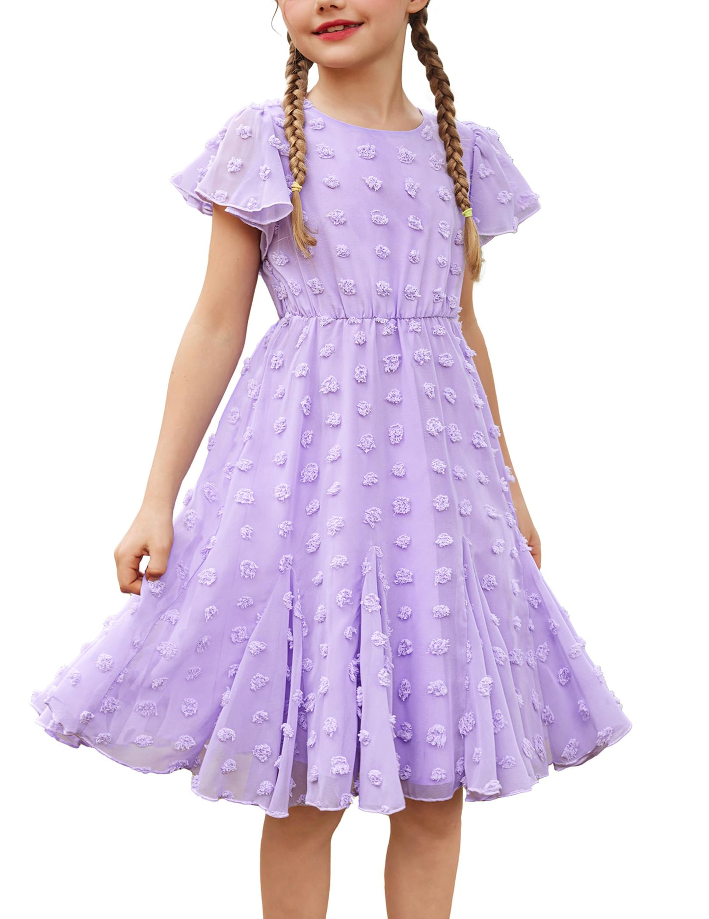 Flypigs Kleid Mädchen Festlich Hochzeit Party Kurzarm Sommer Freizeitkleid Prinzessin Chiffon Kleider Kinder Teenager Kleidung 3-12 Jahre