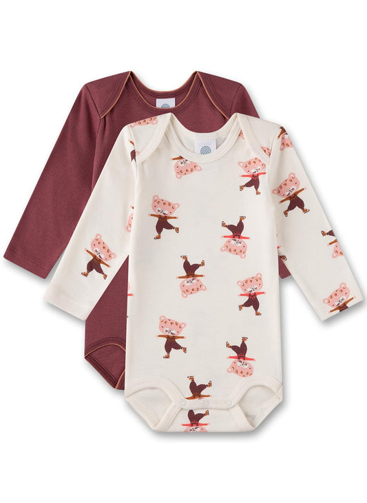 Sanetta Body Langarm (Doppelpack) Off-White & Rosa | Hochwertiger und nachhaltiger Body für Mädchen aus Bio-Baumwolle. Inhalt: 2er Set Baby Body