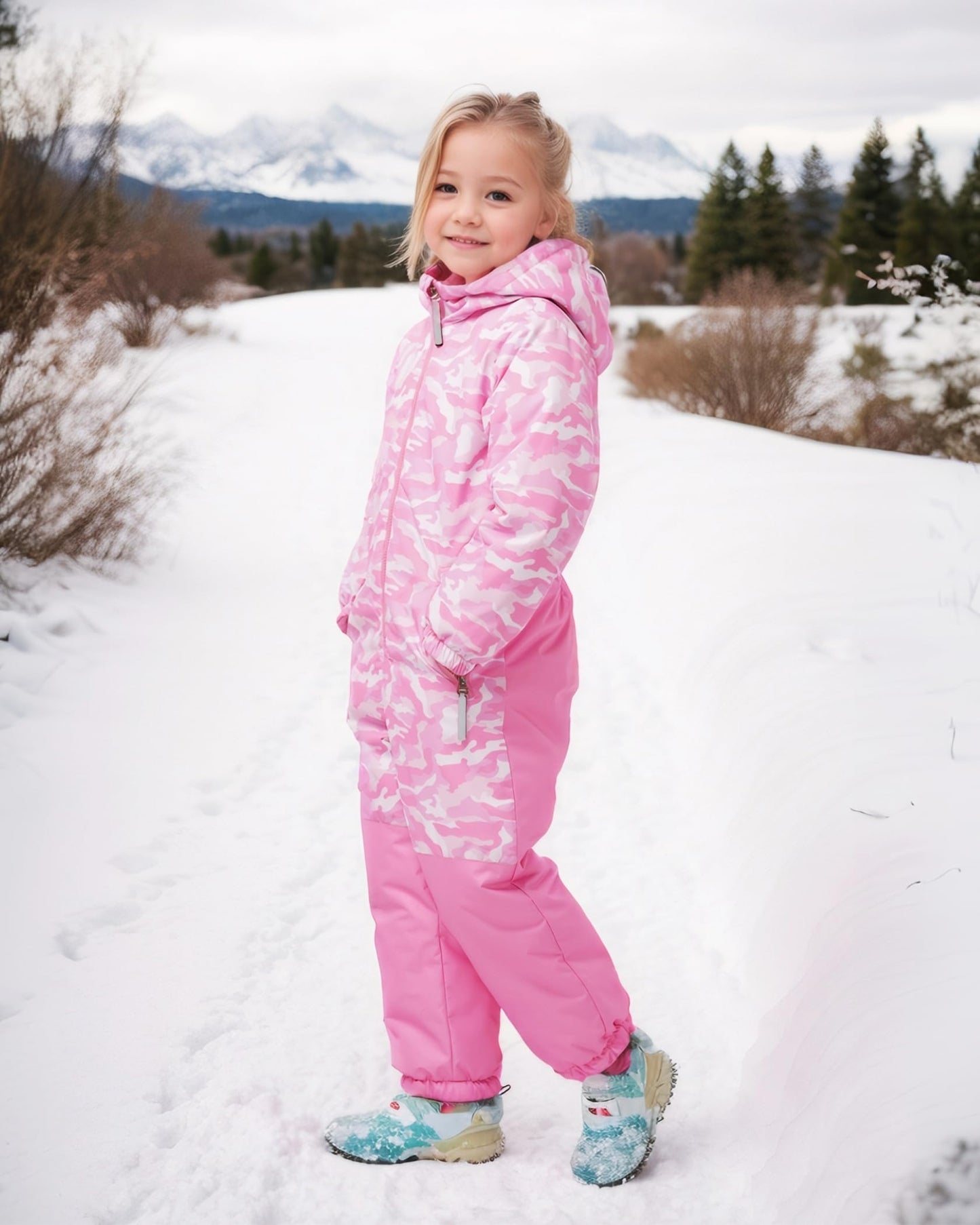 Owntop Children's Unisex Snow Suit Girls Boys Windproof Waterproof Ski Suit with Hood Zip 98-122