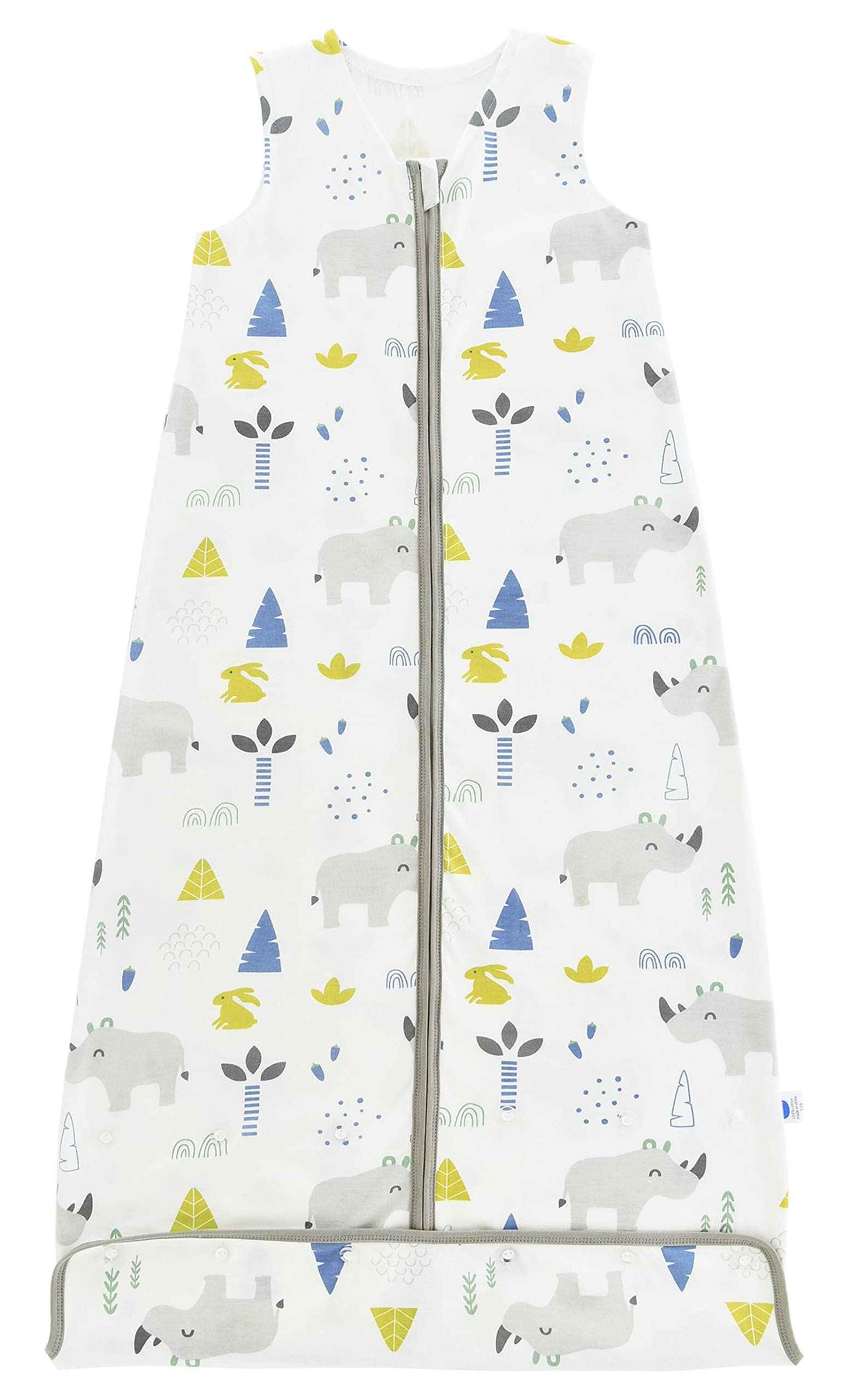 Chilsuessy Children's Sleeping Bag 1.5 Tog Pack of 2 Baby Sleeping Bag Made of 100% Cotton, Baby All-Year Sleeping Bag Pyjamas for Boys and Girls, 1.5 Tog/Elephant Lion + Green, 110 cm / Baby Height
