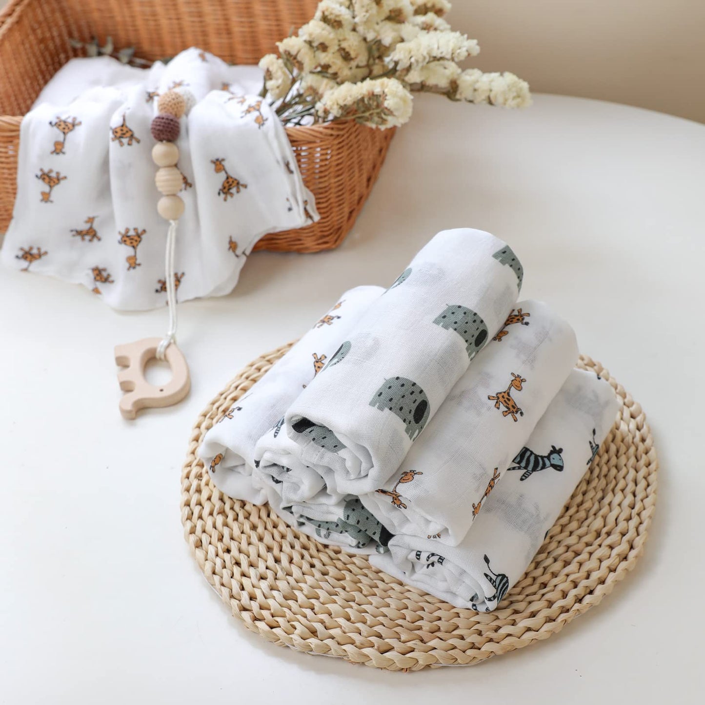 GLLQUEN Musselintücher für Babys, 6 Stück Spucktücher aus Baumwolle 70 cm x 70 cm, saugfähig und atmungsaktiv und ideal zum Reinigen, Abwischen und Abdecken von Neugeborenen