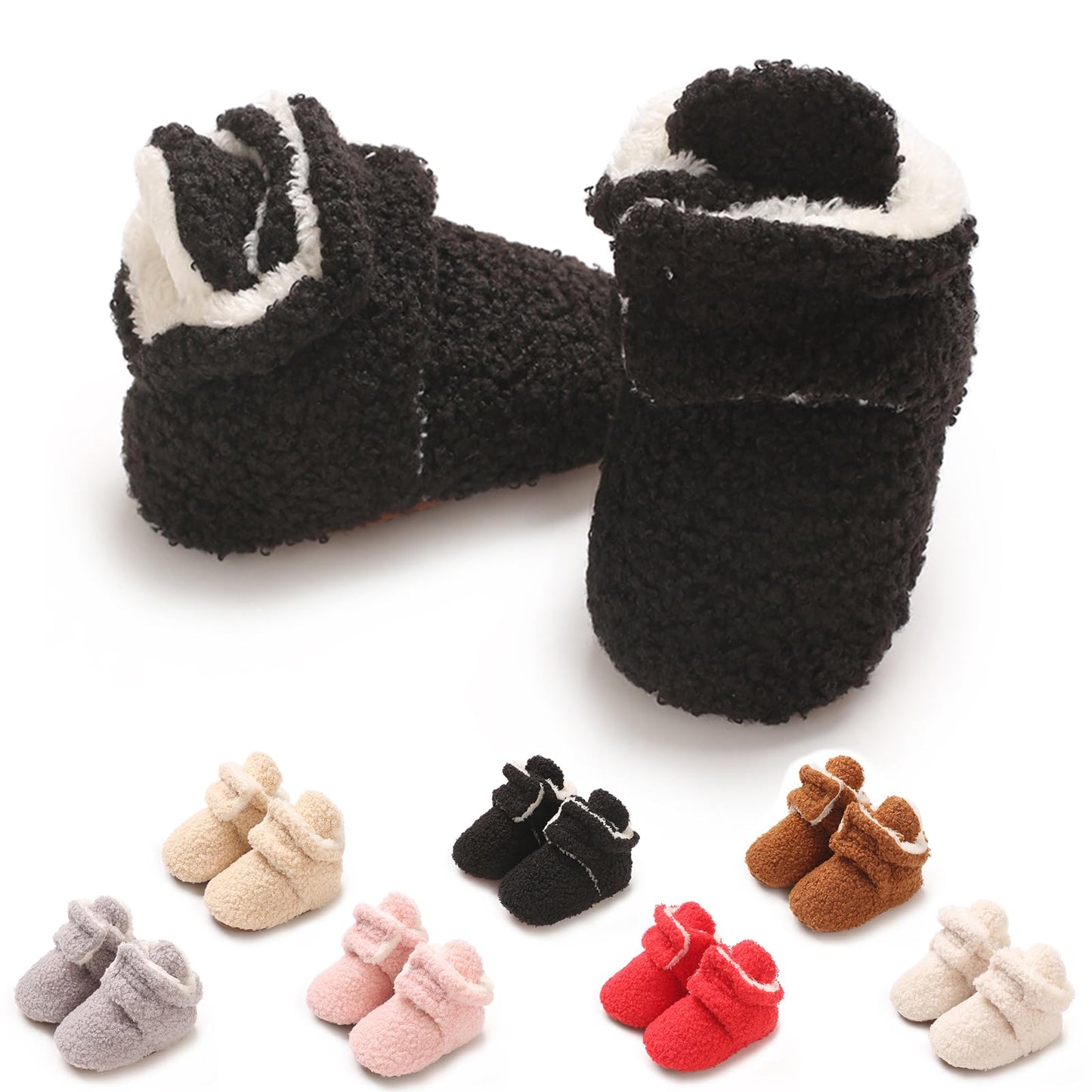 YloveM Toddler Baby Boys Girls Booties, Unisex Newborn Winter Shoes Thick Snow Boots Non-Slip Sole Soft Toddler Warm Sock Shoes