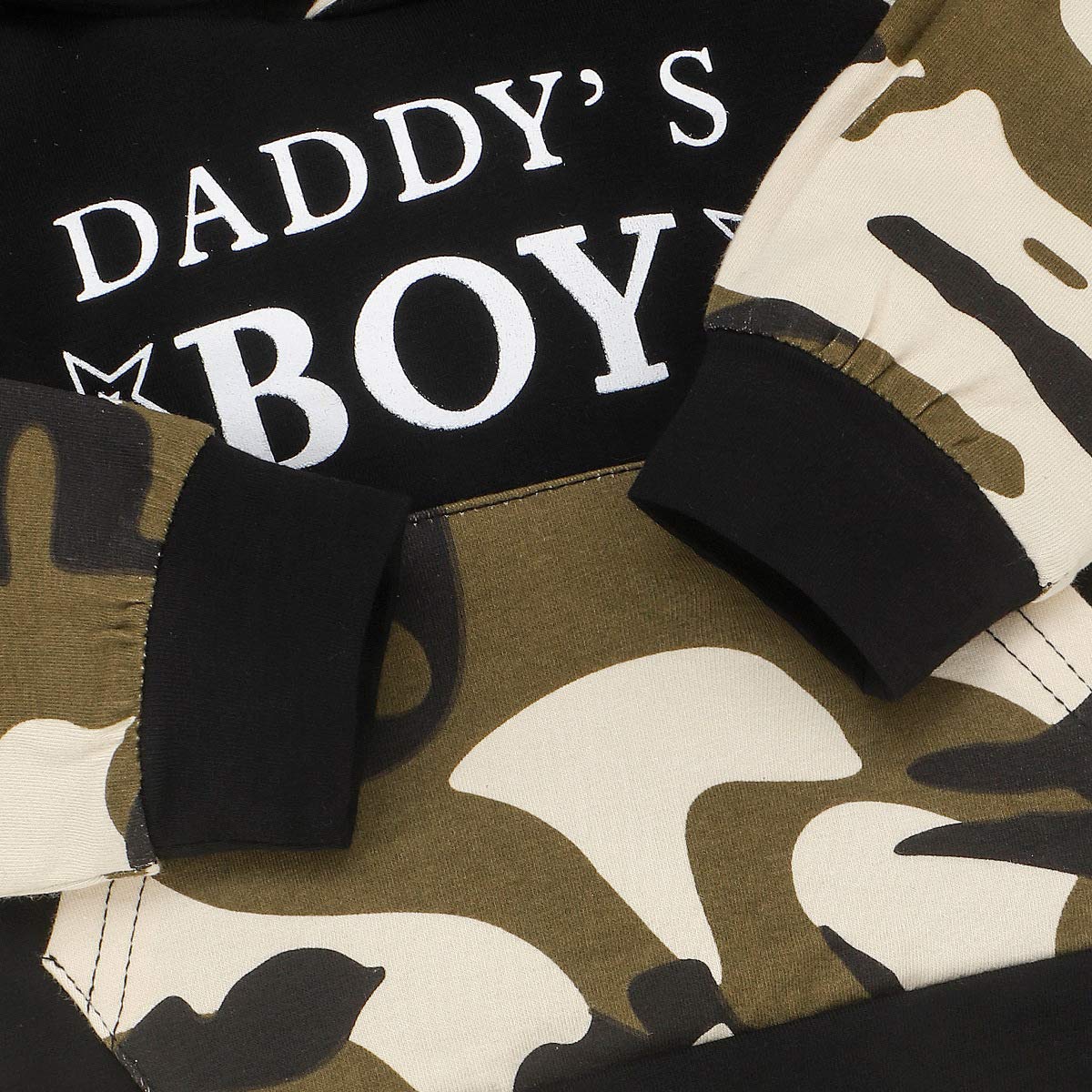 Juflam Baby Boy Camouflage Outfits Set Langarm Daddy's Boy Camo Hoodie Top mit Tasche + Hose