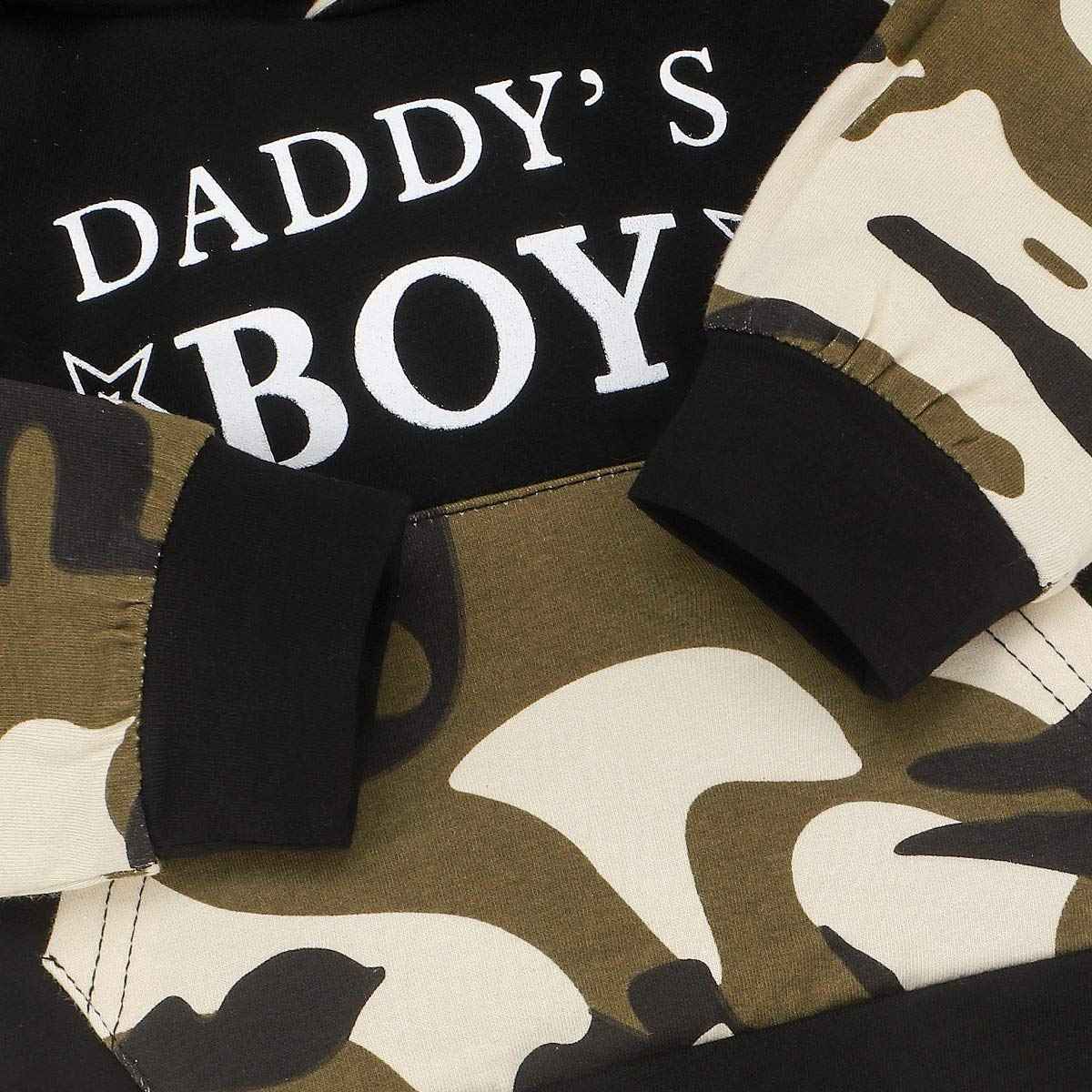 Juflam Baby Boy Camouflage Outfits Set Langarm Daddy's Boy Camo Hoodie Top mit Tasche + Hose