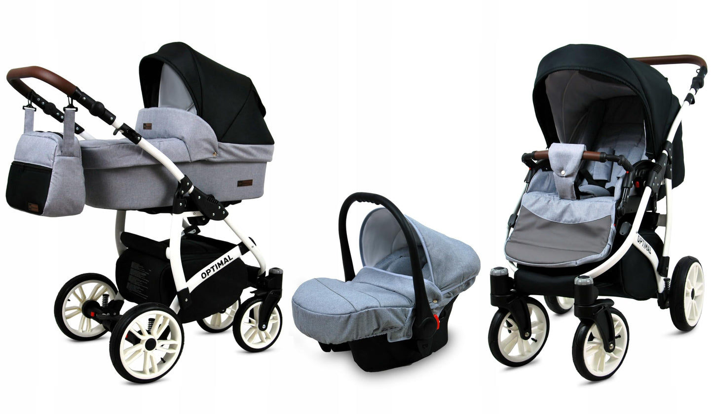BabyLux® Stroller Set 4 in 1 - Optimal - incl. carrycot, buggy sports seat, car seat, ISOFIX base - car seat - stroller set - combo stroller with changing bag, etc.
