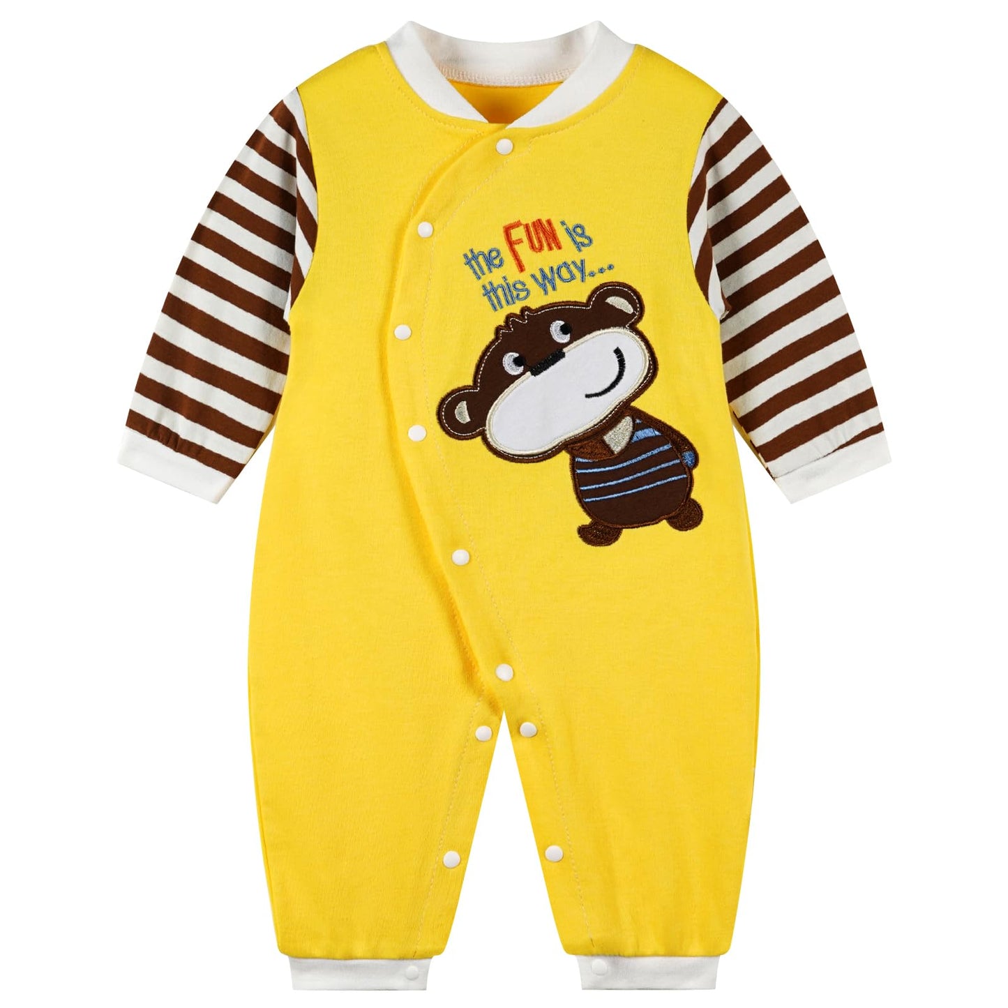 Babyschlafanzug Jungen Strampler, Baumwolle Einteiler mit Druckknöpfen - Atmungsaktiv Langlebig Weich - Ideal zum Spielen Schlafen 0-3 Monate