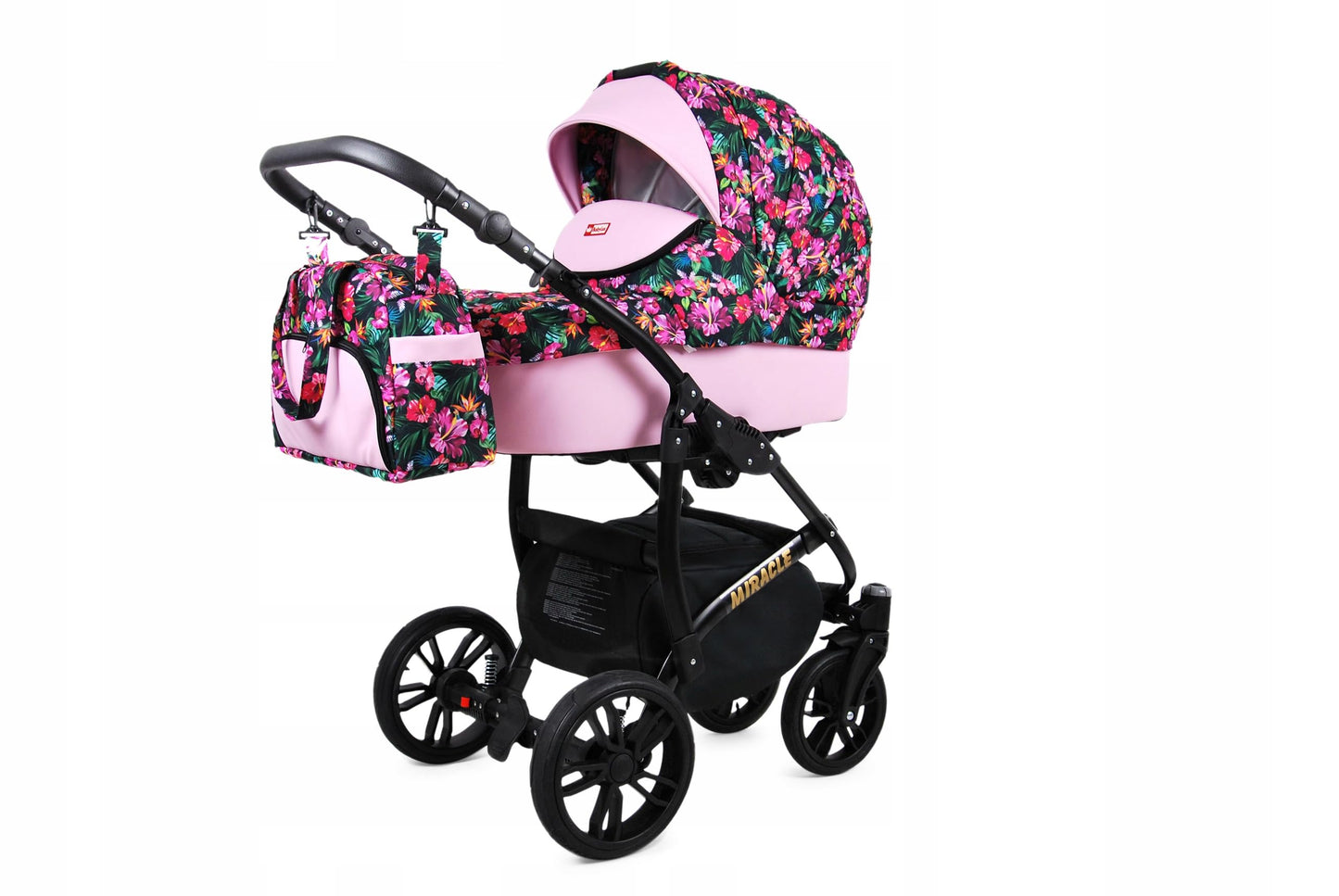 BabyLux Miracle 2-in-1 Baby Pushchair Deep and Pushchair with Accessories Adjustable and Foldable Aluminium Construction Waterproof Non-Removable Wheels Gold Leaf