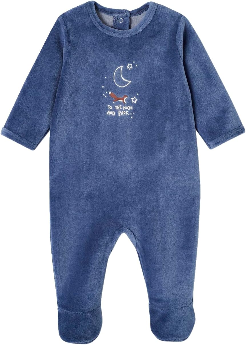 Vertbaudet 2-pack baby velvet rompers fox Oeko-Tex blue 50