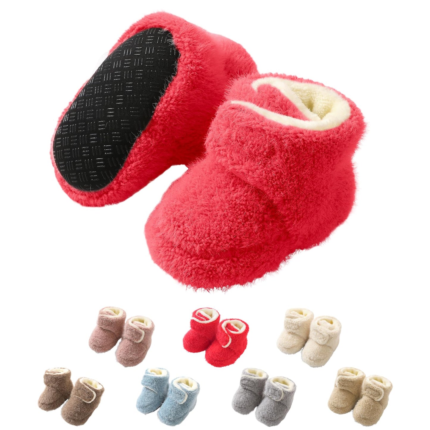 YloveM Toddler Baby Boys Girls Booties, Unisex Newborn Winter Shoes Thick Snow Boots Non-Slip Sole Soft Toddler Warm Sock Shoes