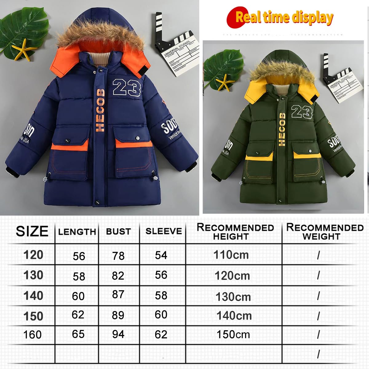 linboo Warme Winterjacke Jungen Parka Fleece Mäntel mit Fellkapuze Kinder Wintermantel Baumwolle Jacke Gefütterte Winddichtes Winterparka
