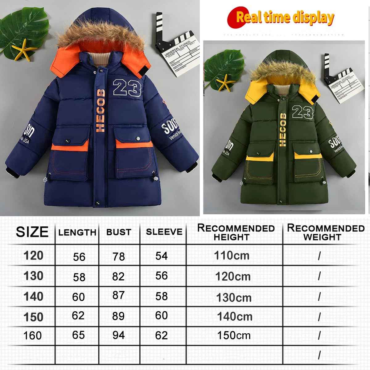 linboo Warme Winterjacke Jungen Parka Fleece Mäntel mit Fellkapuze Kinder Wintermantel Baumwolle Jacke Gefütterte Winddichtes Winterparka