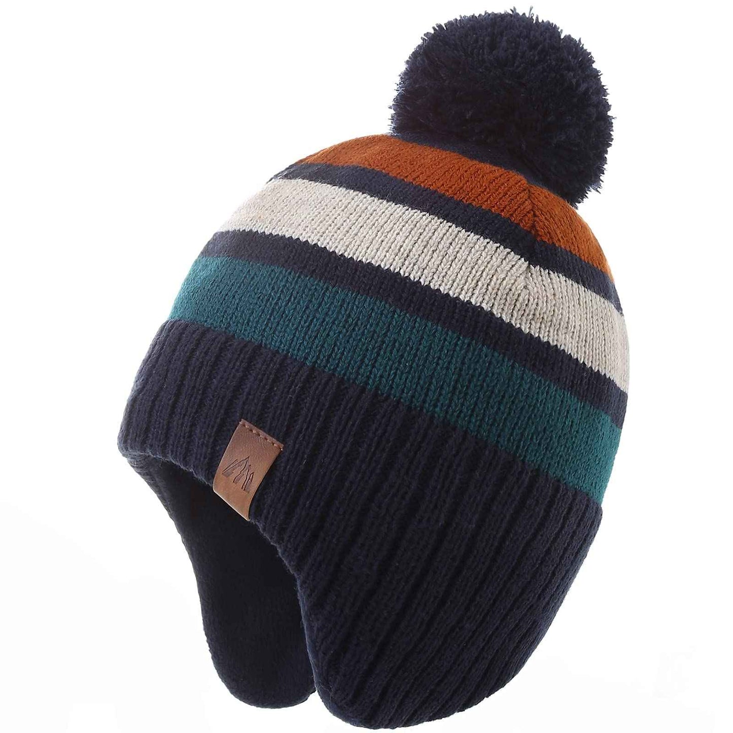 AHAHA Girls' Winter Hat, Earflap Beanie, Pompom Knitted Hats