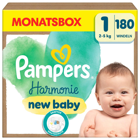 Pampers Harmonie Windeln Größe 2, 204 Windeln, 4kg-8kg, sanfter Hautschutz mit 100Prozent Pampers Schutz