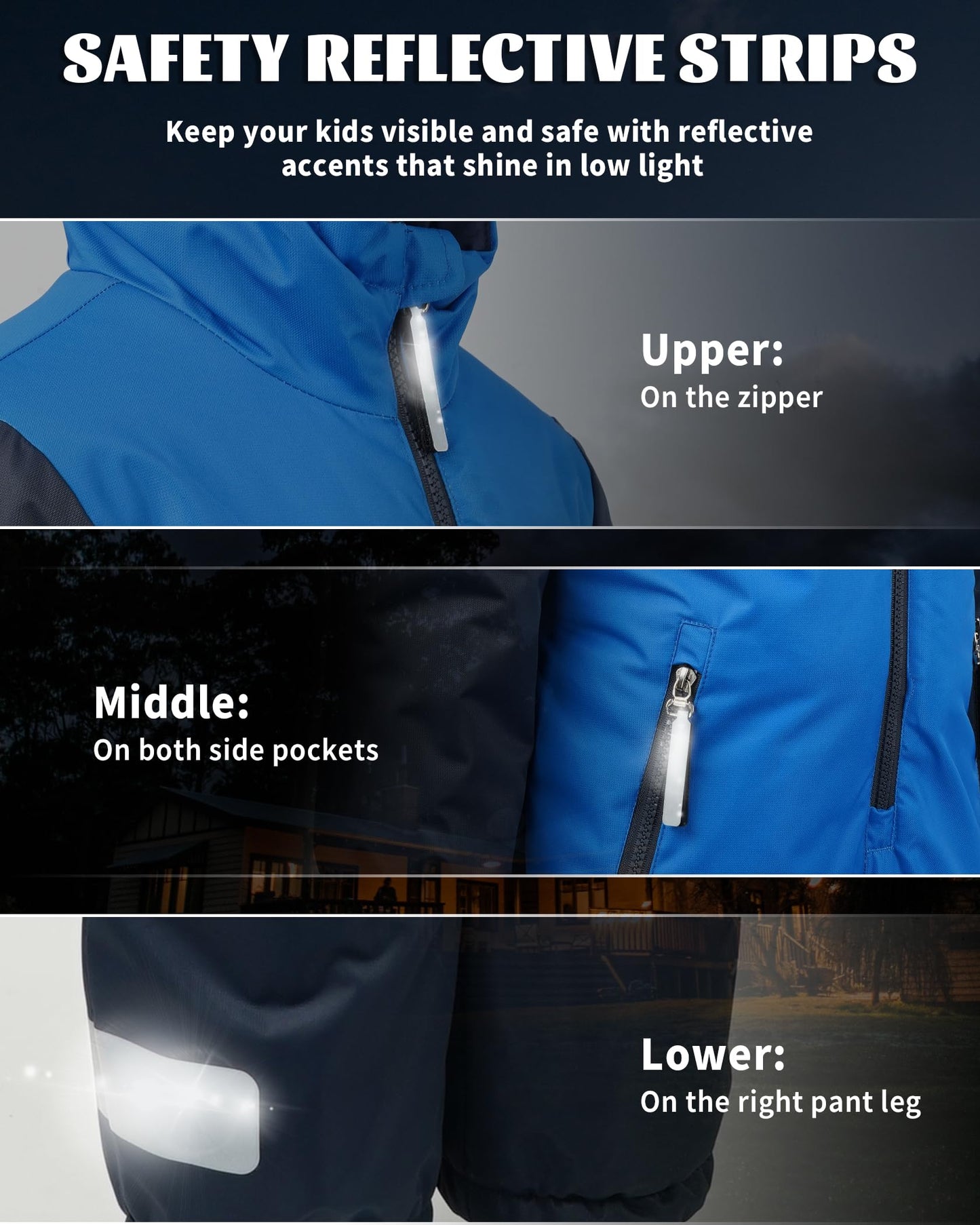 Owntop Children's Unisex Snow Suit Girls Boys Windproof Waterproof Ski Suit with Hood Zip 98-122