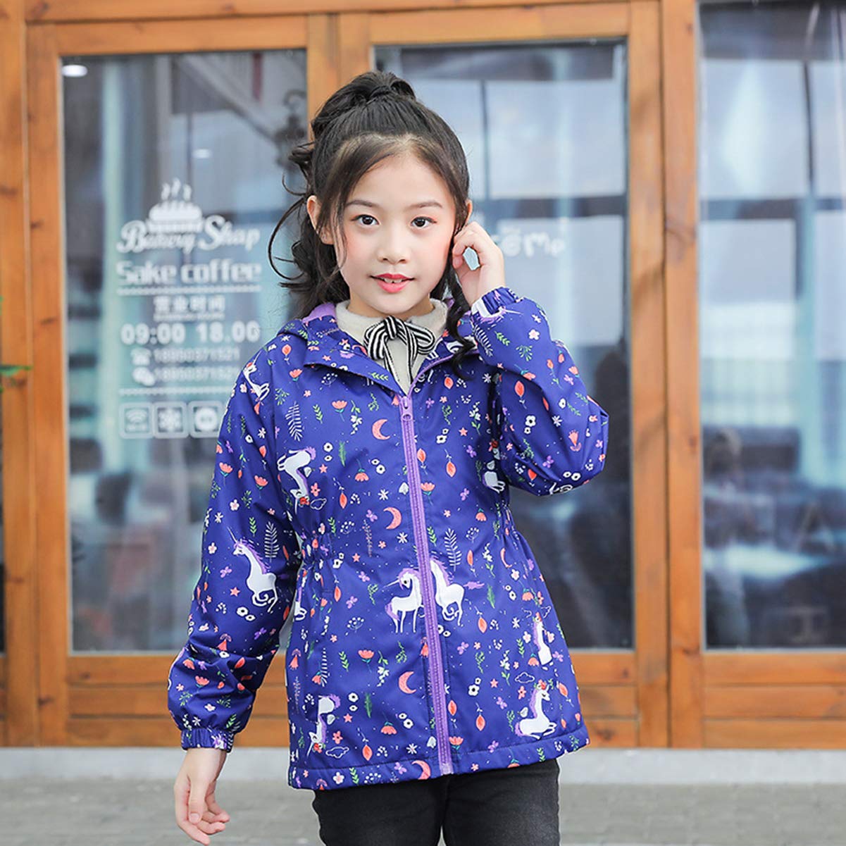 SXSHUN Children's Girls' Softshell Jacket with Fleece Lining Transition Jacket Print Hiking Jacket Outdoor Jacket Warm Windproof Breathable Spring Autumn