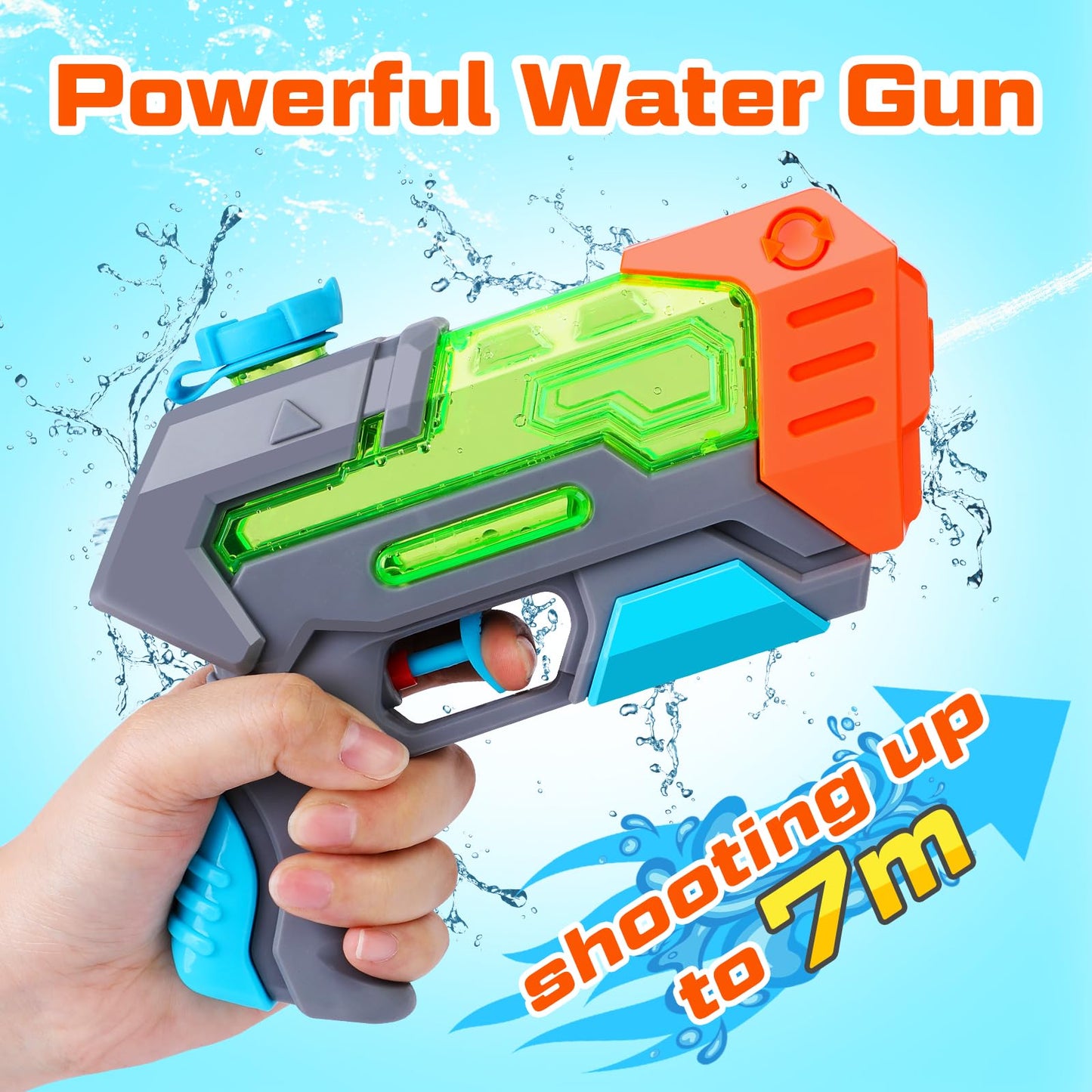 Quanquer Wasserpistole fĂŒr Kinder Erwachsene Spritzpistolen Reichweite 7 Meter 200ml Wassertank Wasserpistolen Klein asserpistole fĂŒr Spielzeug im Freien Strandpool Water Gun-Boxed