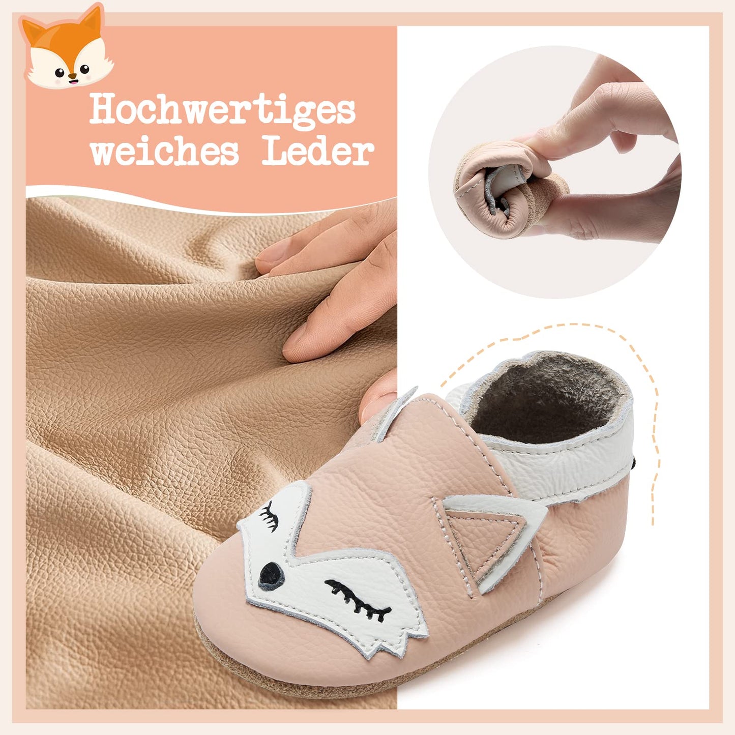Babyschuhe IceUnicorn Krabbelschuhe für Babys, weiche Leder-Laufschuhe für Jungen und Mädchen, Lederschuhe für Kleinkinder, Baby Hausschuhe