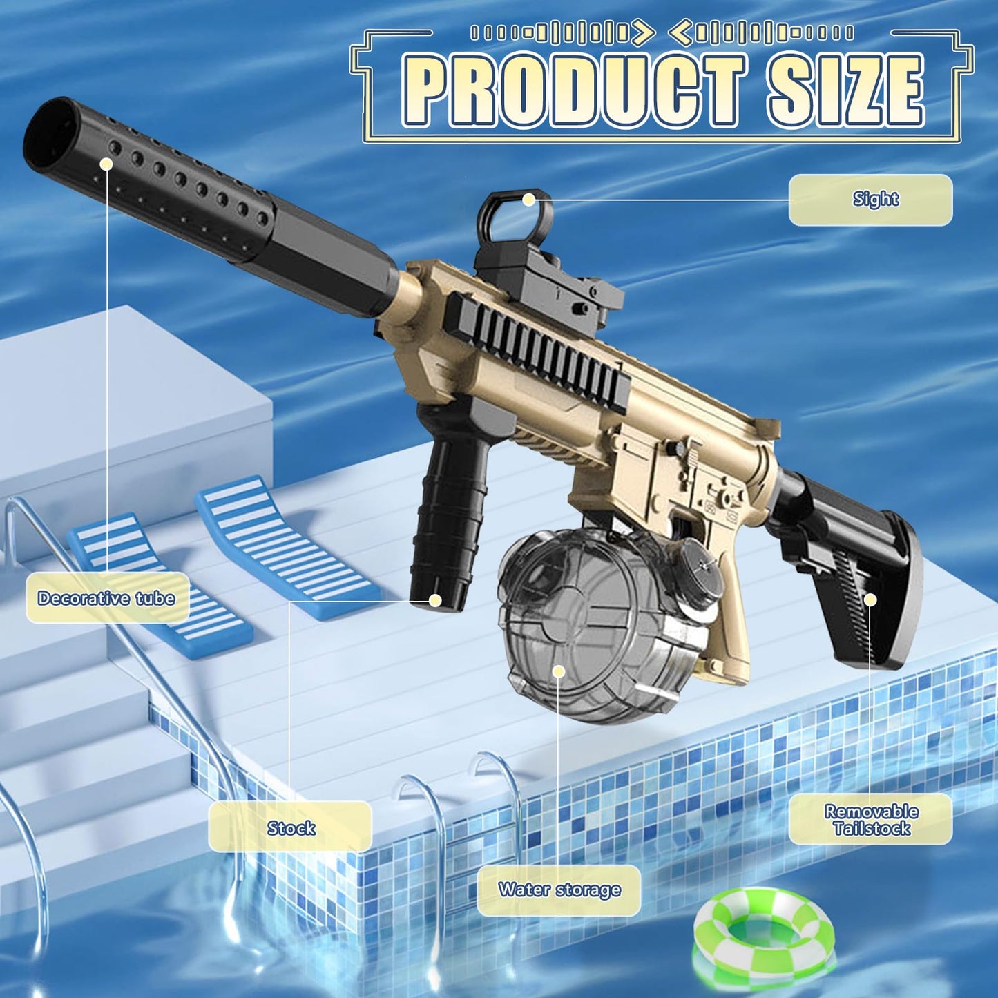 Elektrische Wasserpistole Sehr Stark Wassermaschinenpistole mit Wiederaufladbare Batterie Squirt Gun Wasser Spielzeug bis zu 20ft,Outdoor Water Gun Schießspiel für Erwachsene and Kinder (Blau)