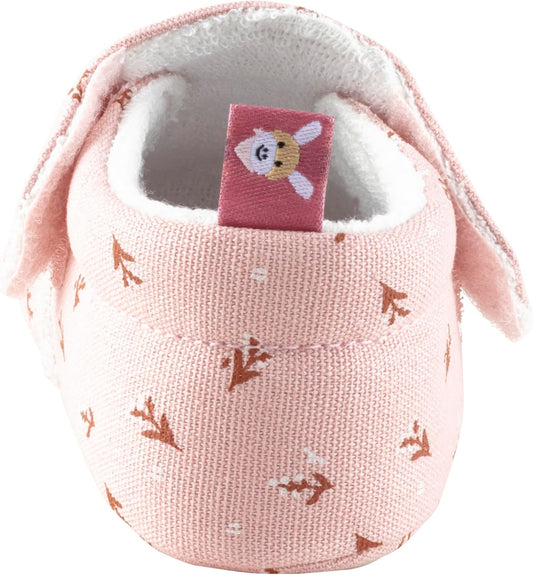 Sterntaler baby crawling shoes printed with flowers, girls - baby shoes with sewn-on and non-slip sole - lined with terry cloth and made of durable material, pale pink, 16