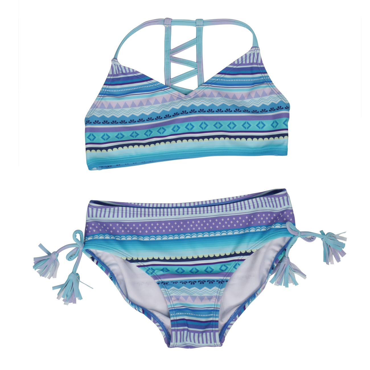 DUSISHIDAN Bikini Kinder Mädchen Zweiteiliger Bademode Süß Badeanzug Zurück überqueren Sommer Swimsuit 110-176