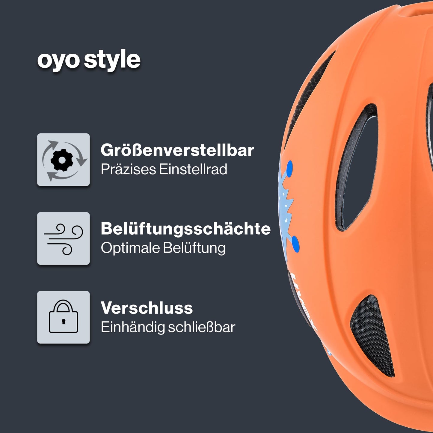 uvex oyo style - lightweight bicycle helmet for children - individual size adjustment - expandable with LED light