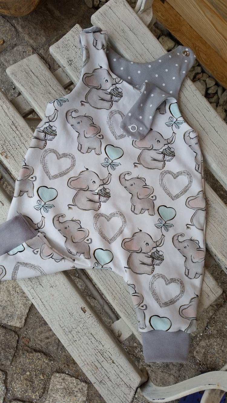 Rompers player elephants white grey
