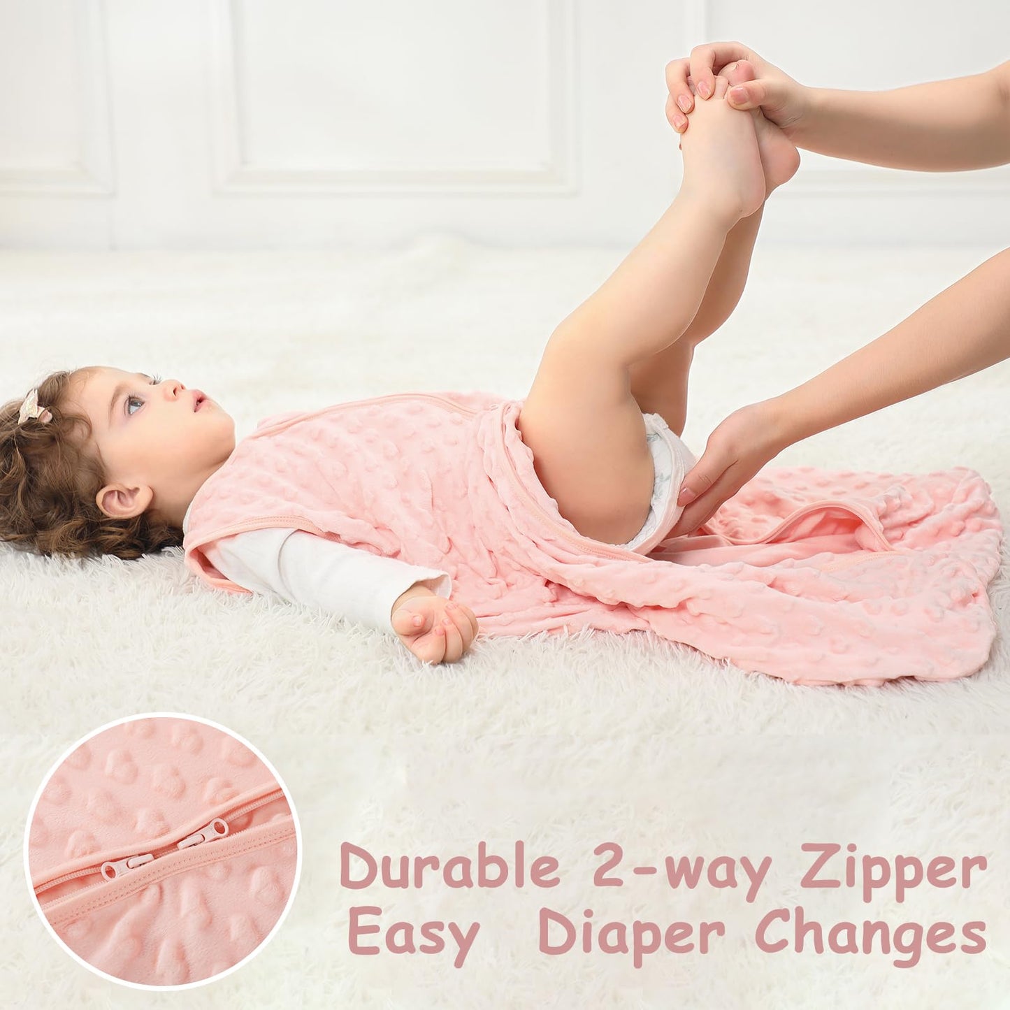 Looxii Baby Sleeping Bag Winter Cotton Winter Sleeping Bag 2.5 TOG Sleeping Bags Warm Baby Sleeping Bag Newborn for Autumn Winter Pink Rabbit 12-18 Months